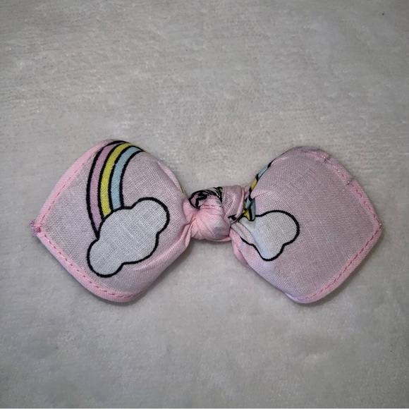 Pink Unicorn and Rainbow Cloud Bandana Knotted Hair Bow - Picture 7 of 11
